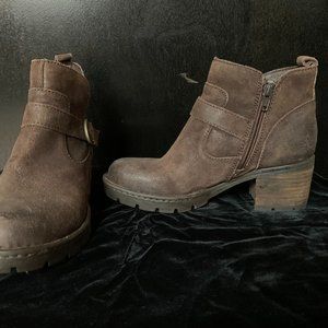 Born Distressed Buckle Suede Bootie Boots